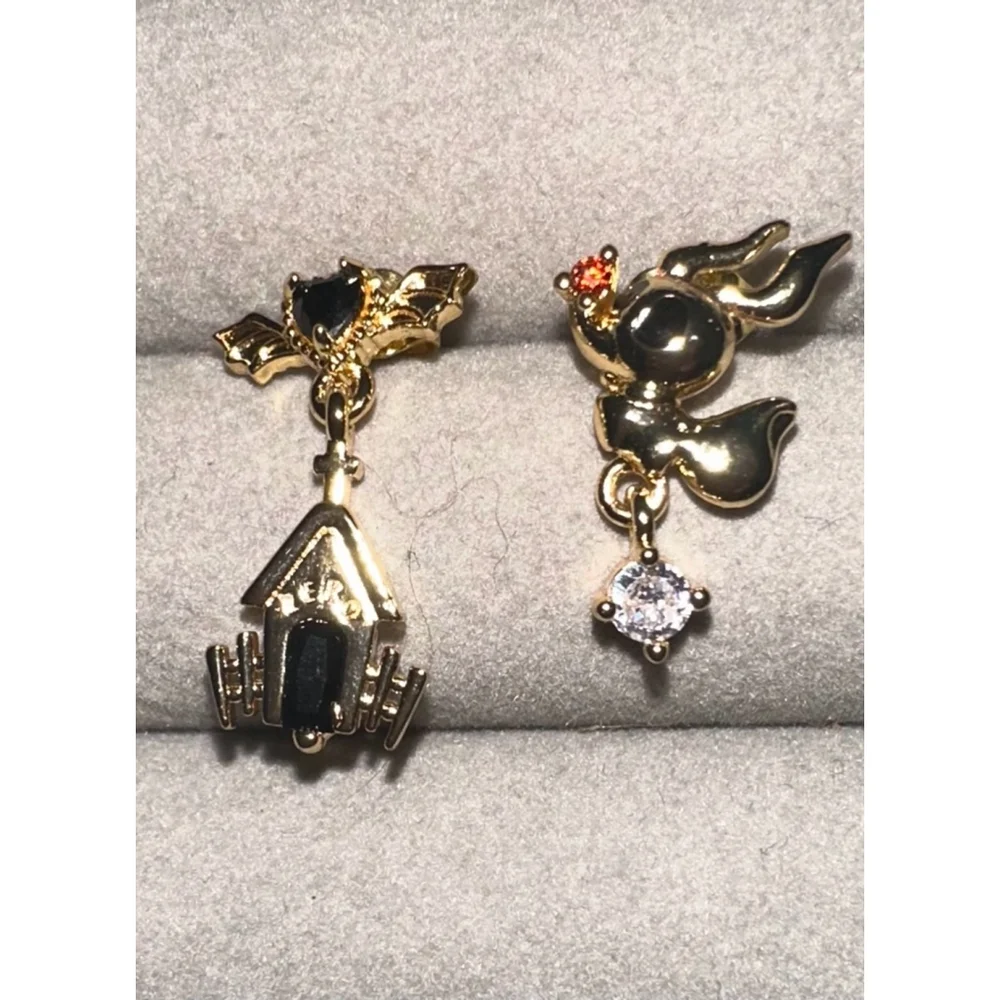 Nightmare Before Christmas Dog Zero Gold Dangle Stud Earrings